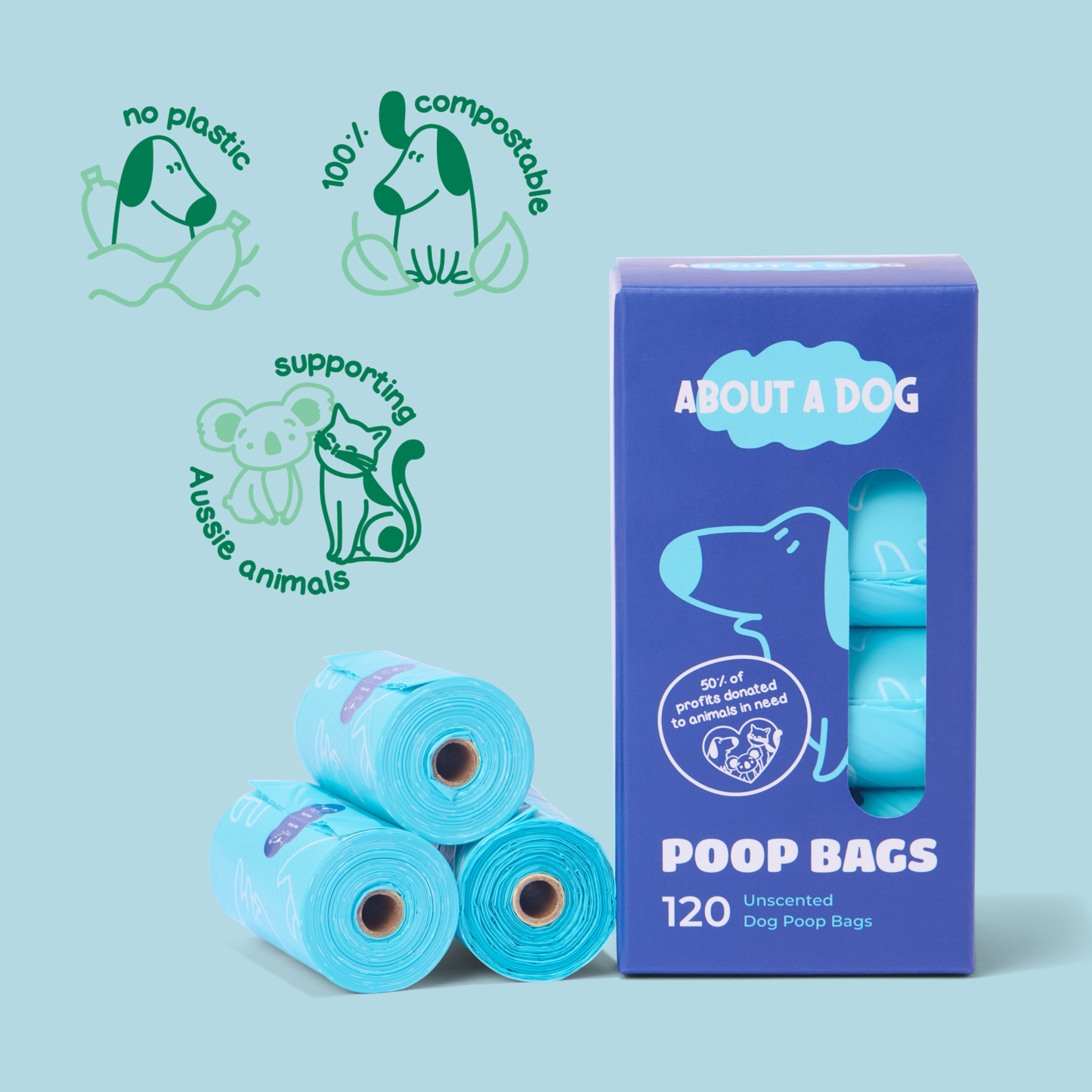 100% Compostable Dog Poo Bags