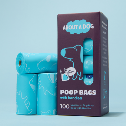 Dog Poo Bags - Easy-Tie Handles 100% Compostable