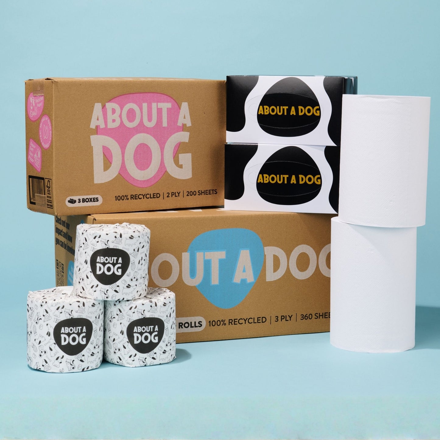 Family Bundle - 24 Toilet Roll Box + 4 Double Length Paper Towel Rolls + 3 Tissue Boxes