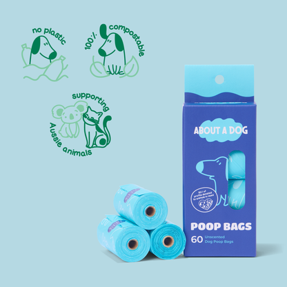 Dog Poo Bags - 100% Compostable Bags - Plastic Free