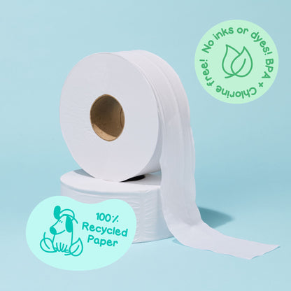 Jumbo Toilet Rolls - 8 Rolls Per Carton - Unwrapped - 100% Recycled