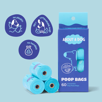 Retail Dog Poo Bags - 60 Bag Boxes - 100% Compostable Bags - Plastic Free