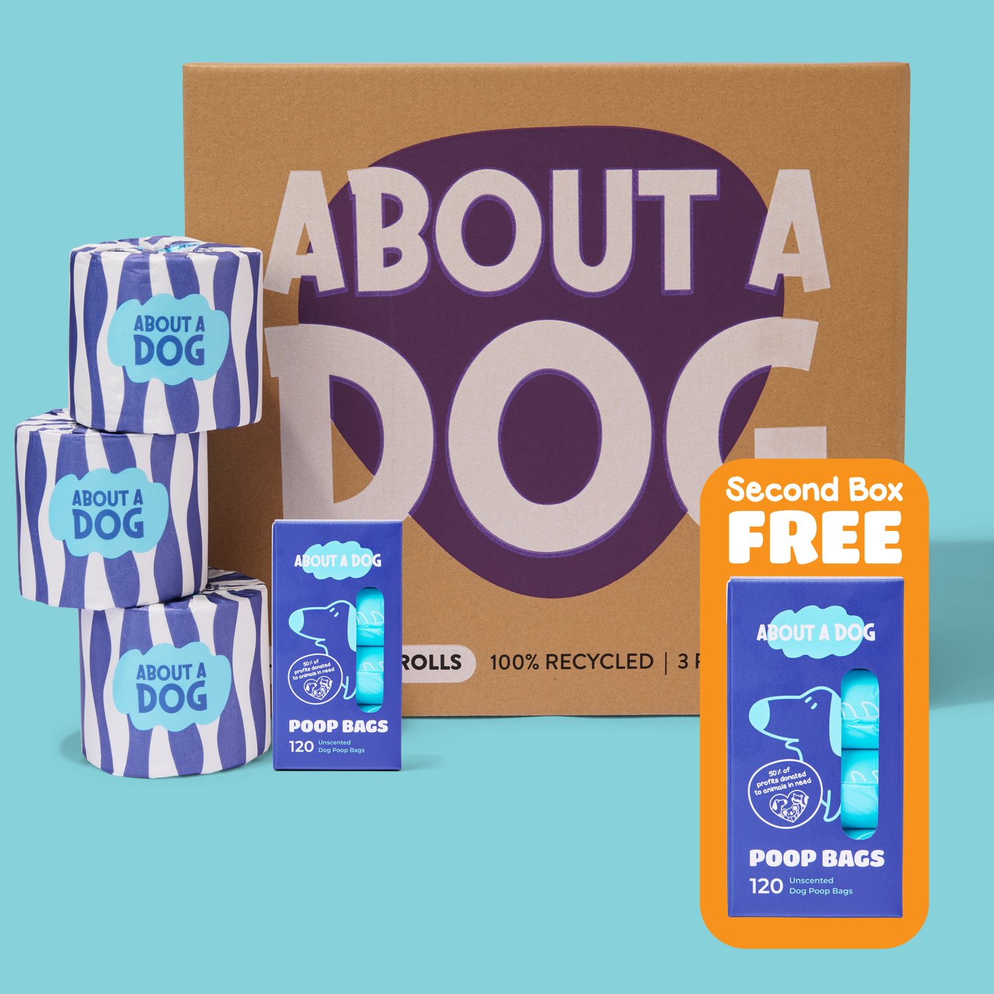 Yours and Theirs Bundle - 48 Toilet Rolls + 2 Boxes Dog Poo Bags