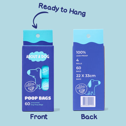 Retail Dog Poo Bags - 60 Bag Boxes - 100% Compostable Bags - Plastic Free
