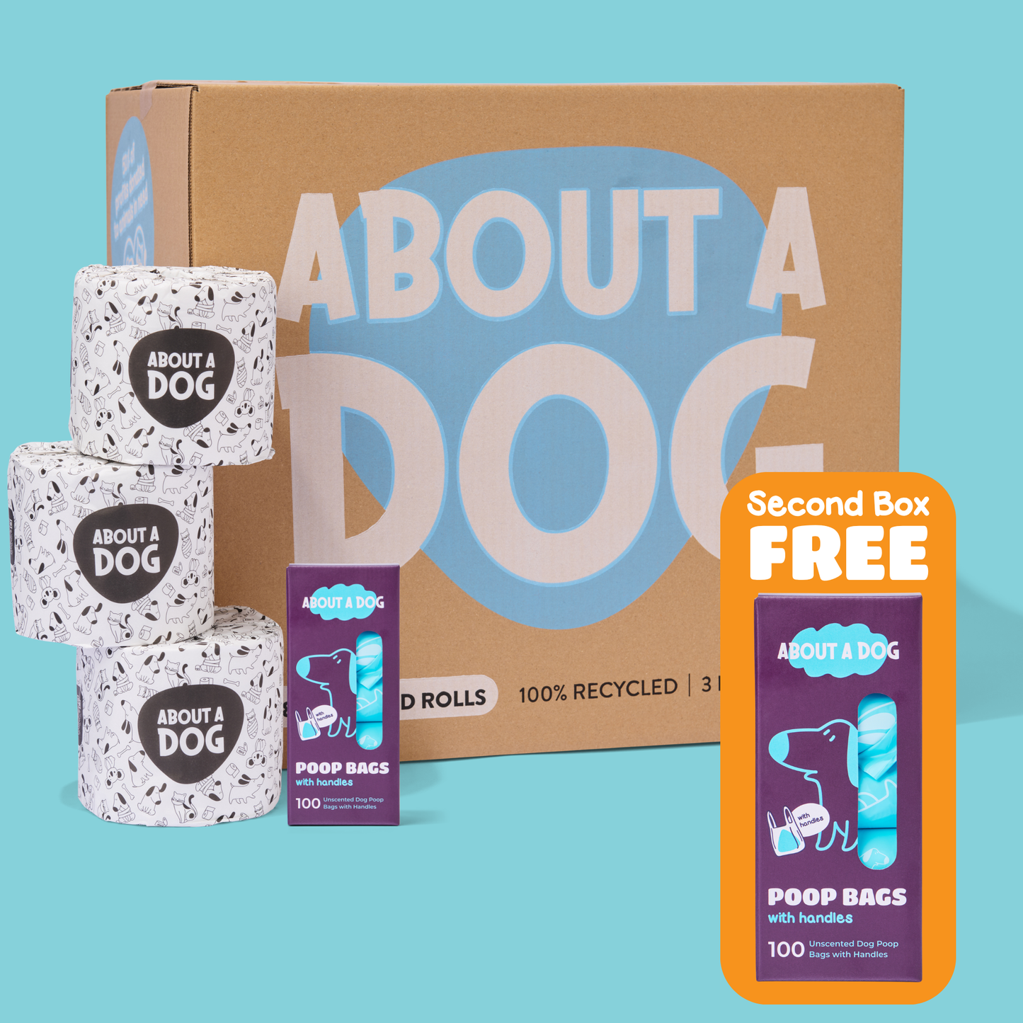 Yours and Theirs Bundle - 48 Toilet Rolls + 2 Boxes Dog Poo Bags