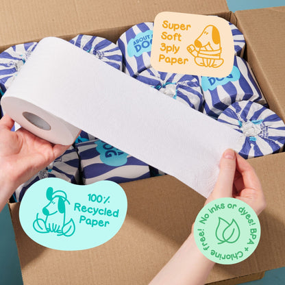 100% Recycled Toilet Paper - 48 double length naked rolls