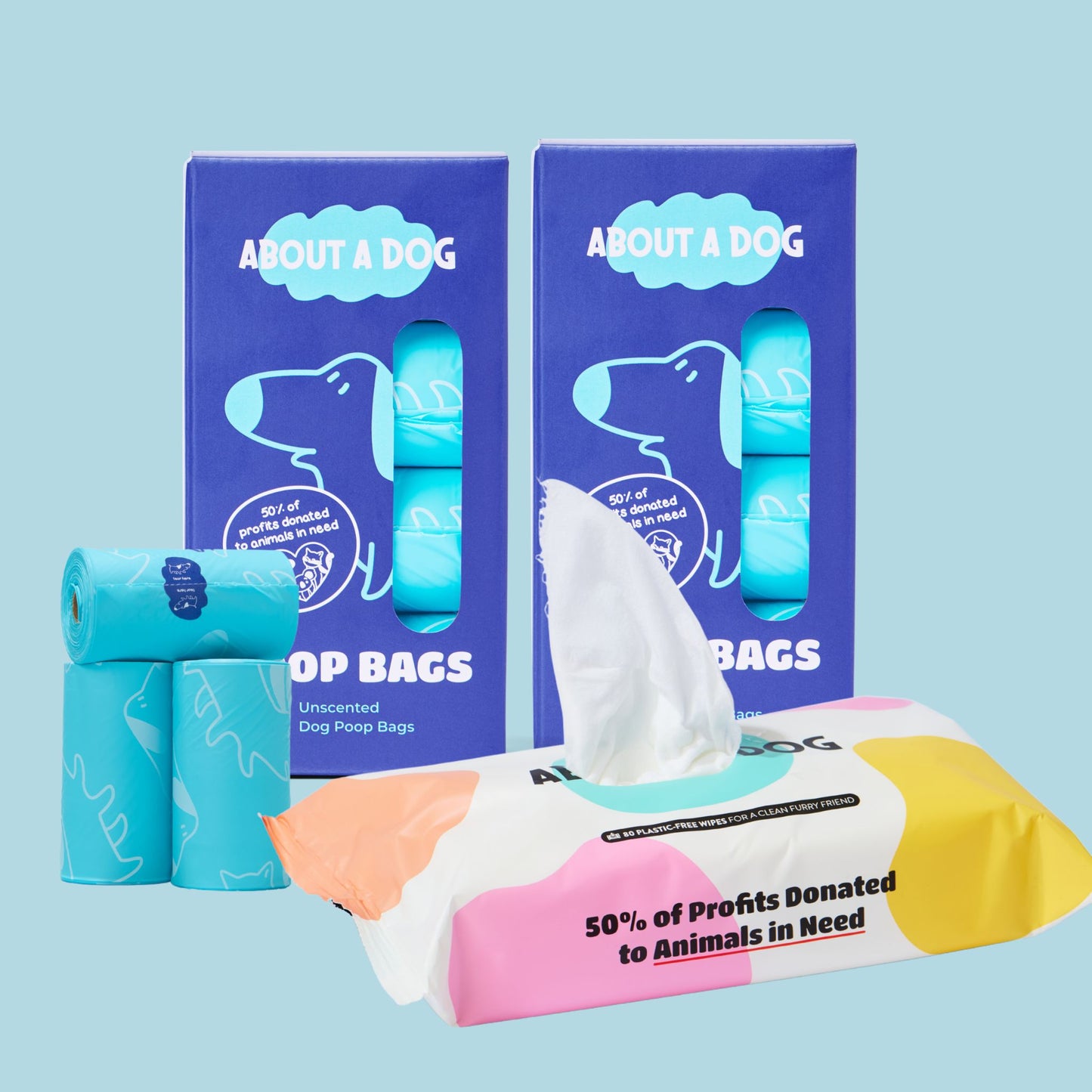 Dog Poo Bags + Pet Wipes Bundle - 100% Plastic Free